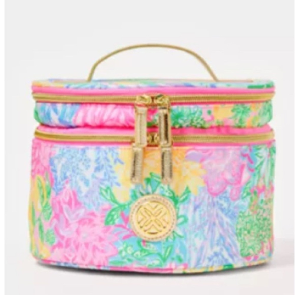 🌸LILLY PULITZER Round Cosmetic Case In Multi Bright Delight Patch Accessories - Picture 6 of 7